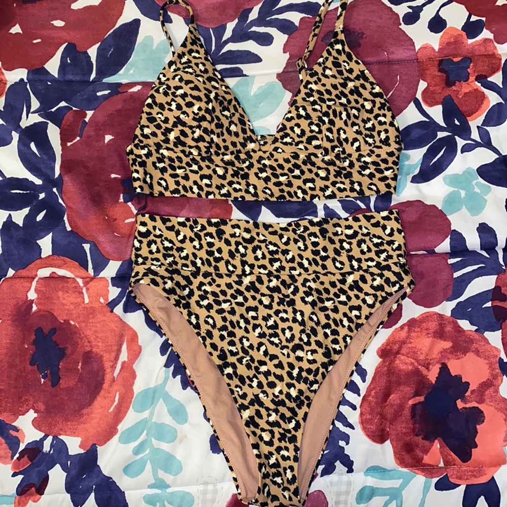 Aerie cheetah high waisted bikini set